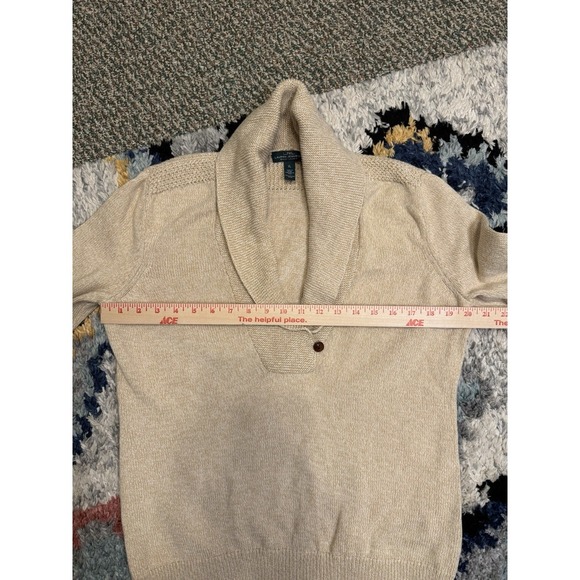 Vintage Ralph Lauren Sweater 90's 100% Cotton Classic Cable Knit XL Beige - Picture 5 of 7